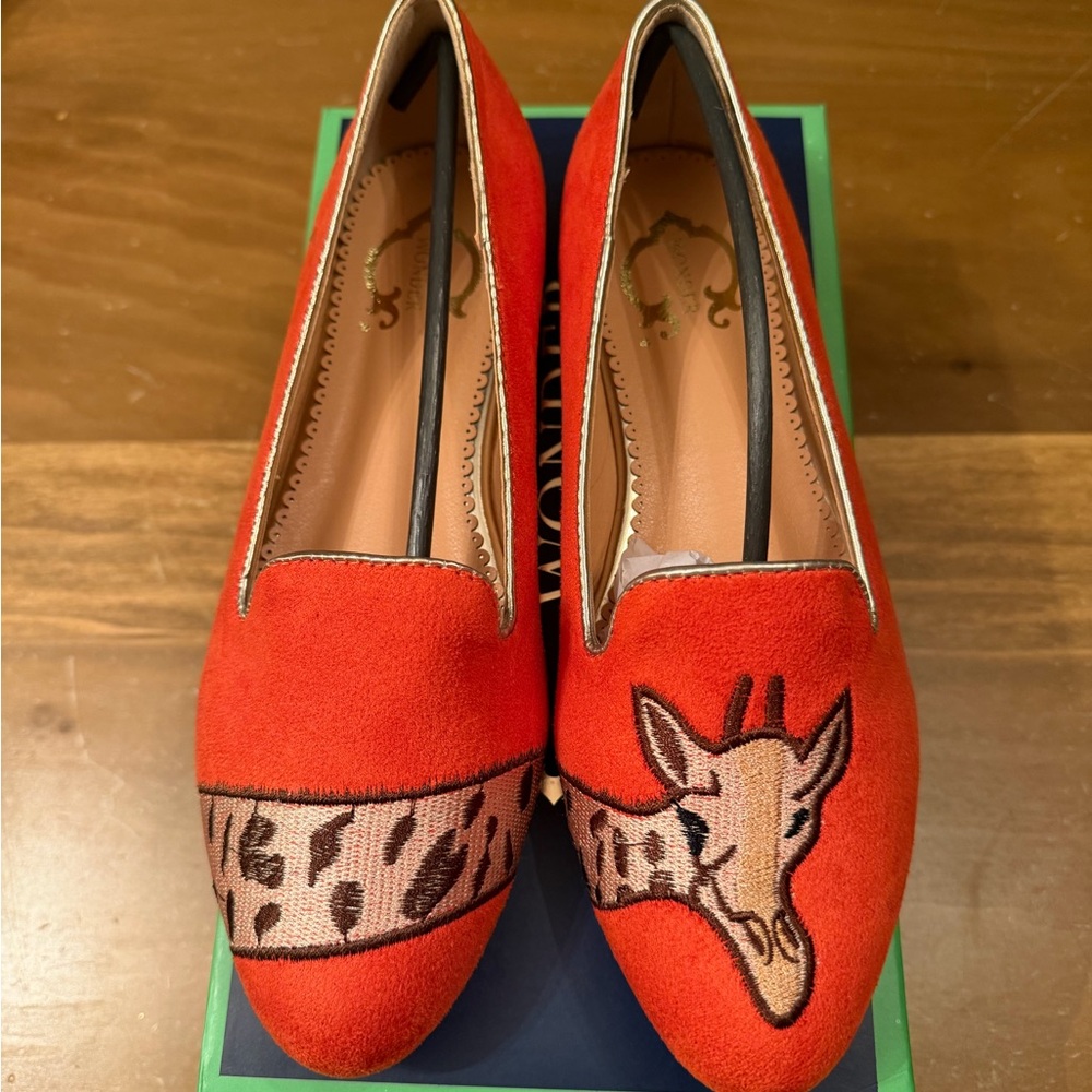 Wonder Nation Orange Giraffe Embroidered Loafers brand new in the box